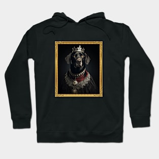 Majestic Black Labrador Retriever - Medieval English Queen (Framed) Hoodie